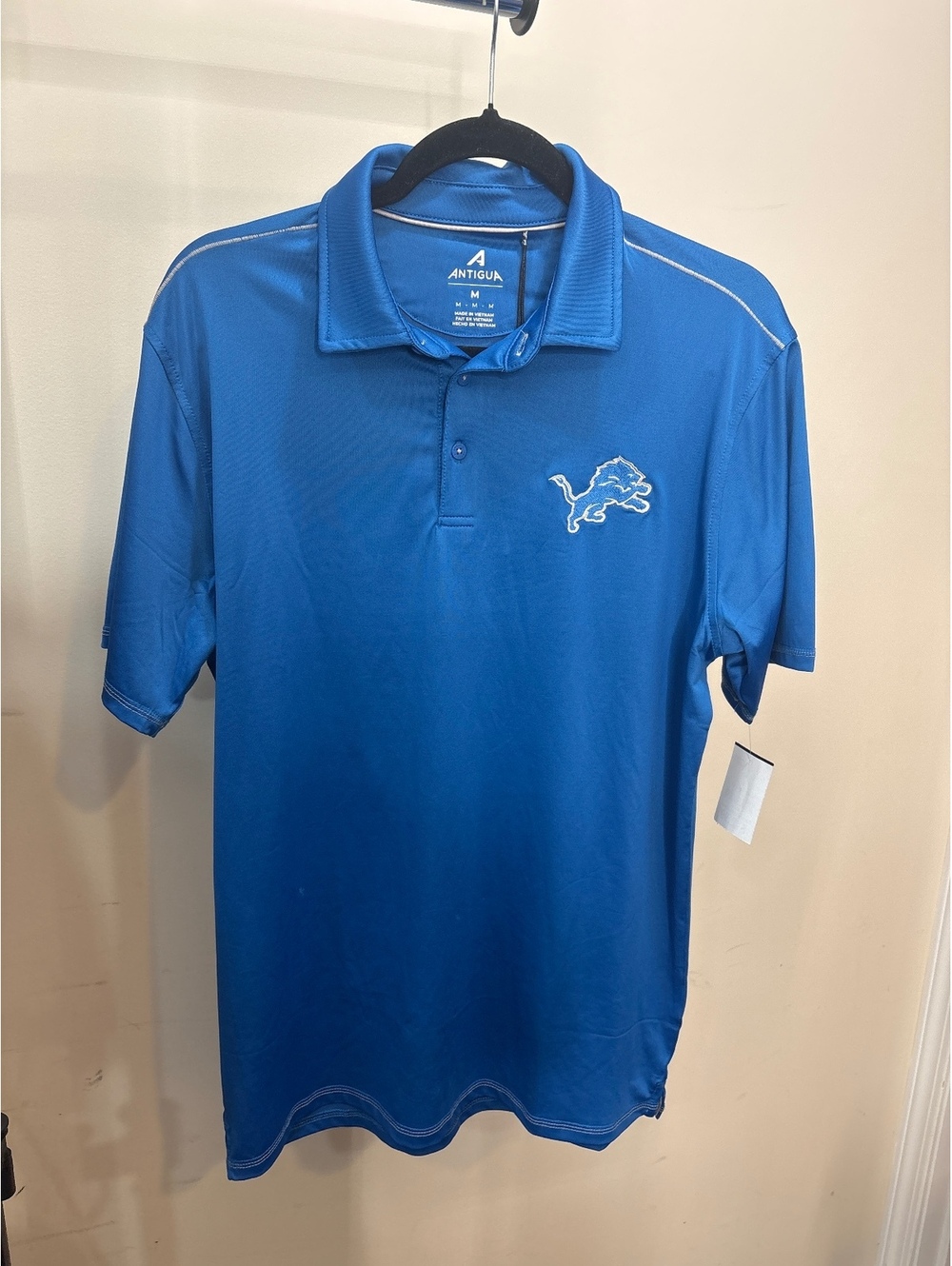 Detroit Lions NFL Team Apparel Blue Polo Golf Shirt Size M